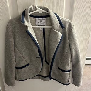 Little boys grey terry cotton blazer with blue piping size 3T,perfect condition